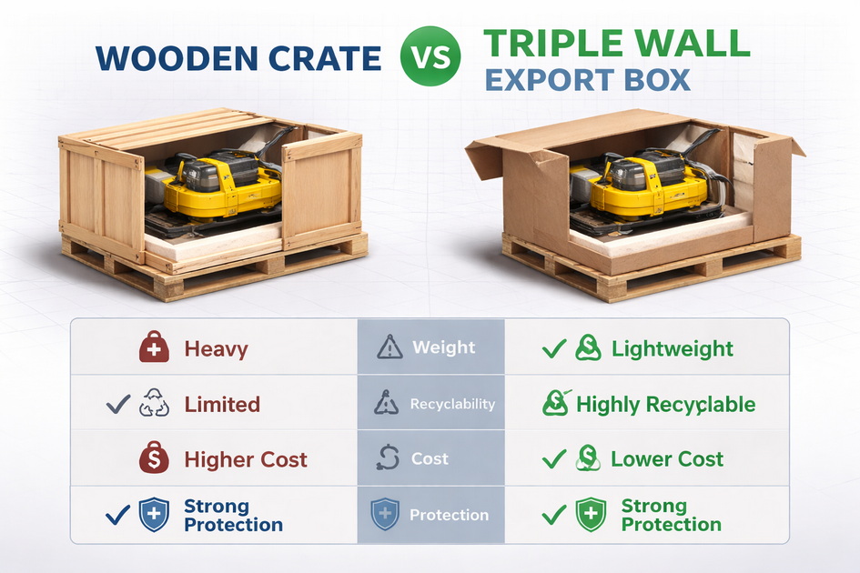 Triple Wall Versus Wooden Crate Export Packaging Triple Wall Versus Wooden Crate Export Packaging